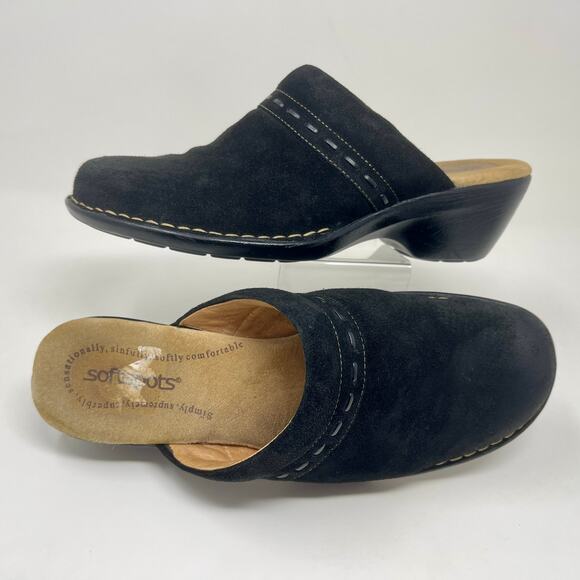 Softspots Mule Clogs Black Suede Comfort Shoes Womens 9 Wide 00.1=I.10.9 - Picture 4 of 10